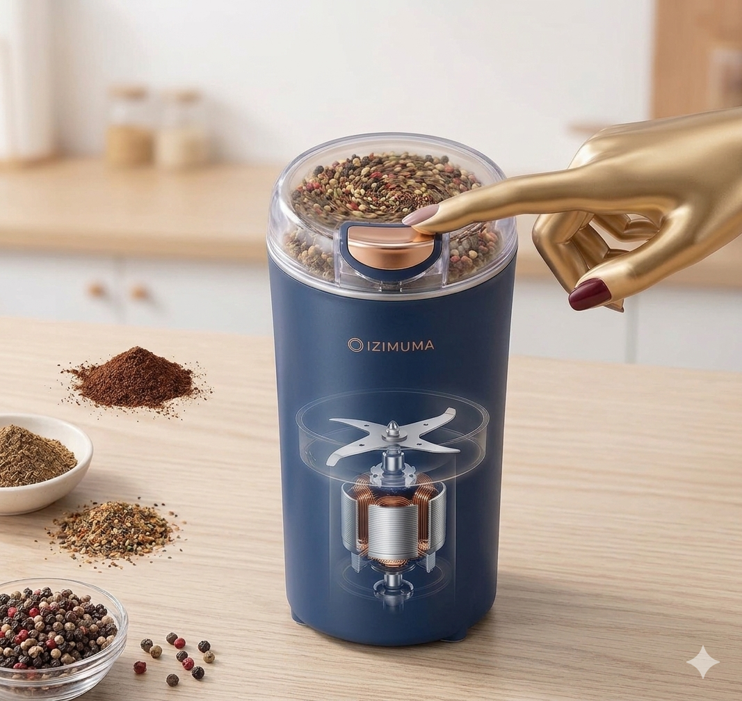 Portable Electric Coffee & Spice Grinder – Stainless Steel Mini Grinder for Kitchen