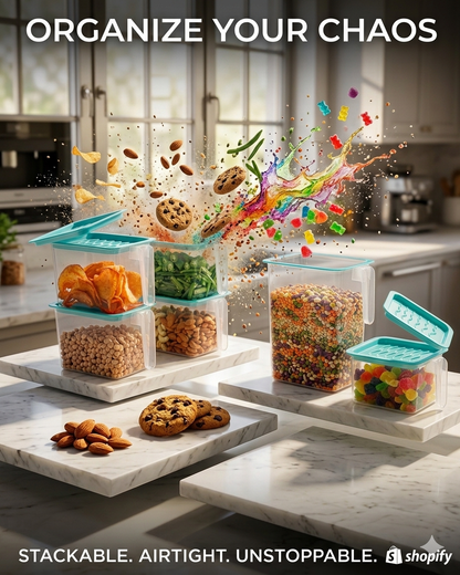 6-Piece Airtight Kitchen Storage Container Set | Multipurpose Food Organizer Boxes