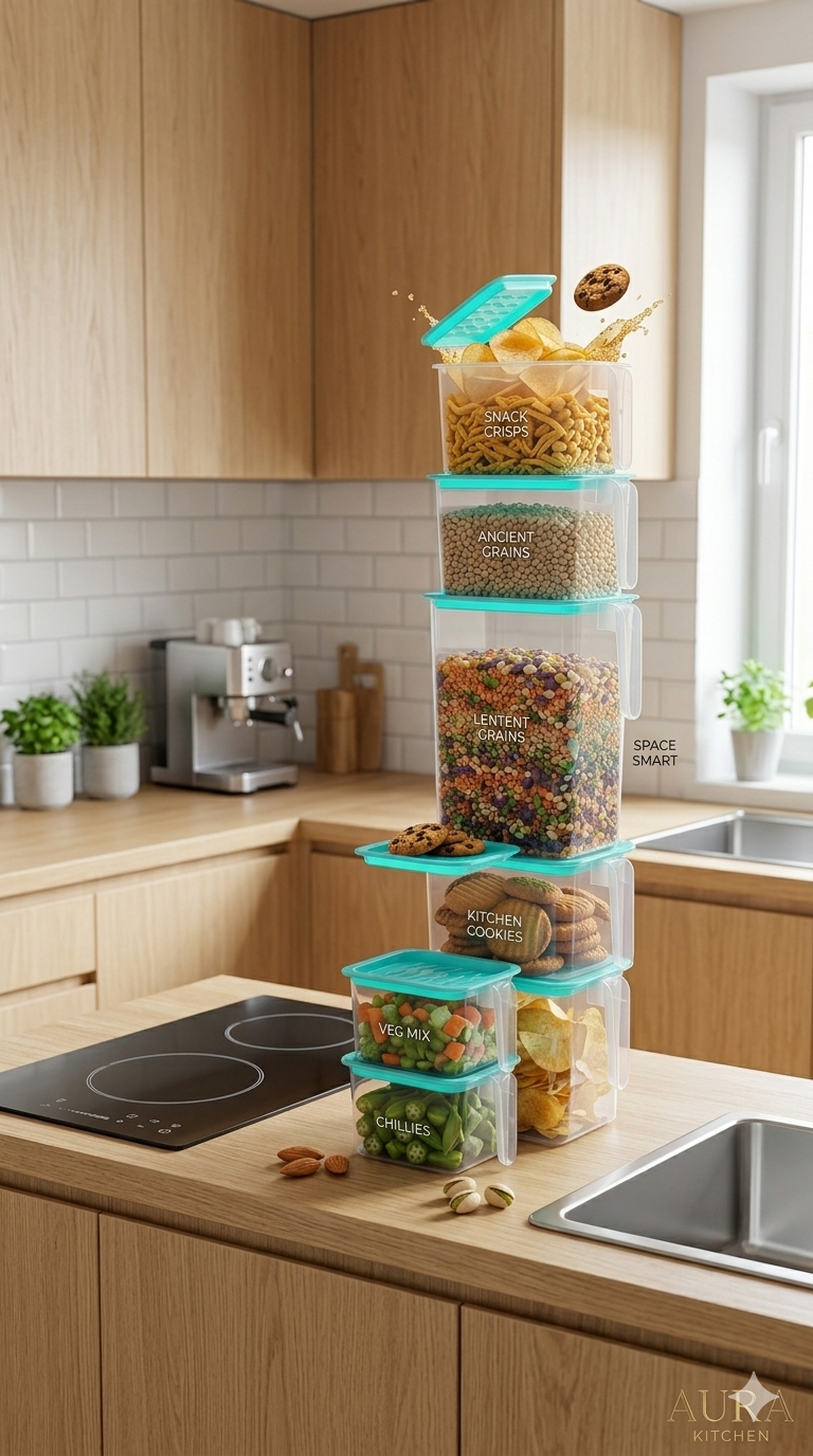 6-Piece Airtight Kitchen Storage Container Set | Multipurpose Food Organizer Boxes